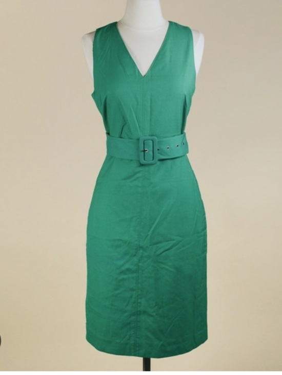 J. Crew Dresses & Skirts - J. Crew Emerald Green Sleeveless Belted Retro Green Midi Dress | NWT